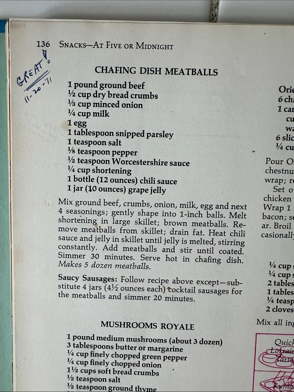 Betty Crocker Blue Hostess Cookbook - Entertaining Recipes